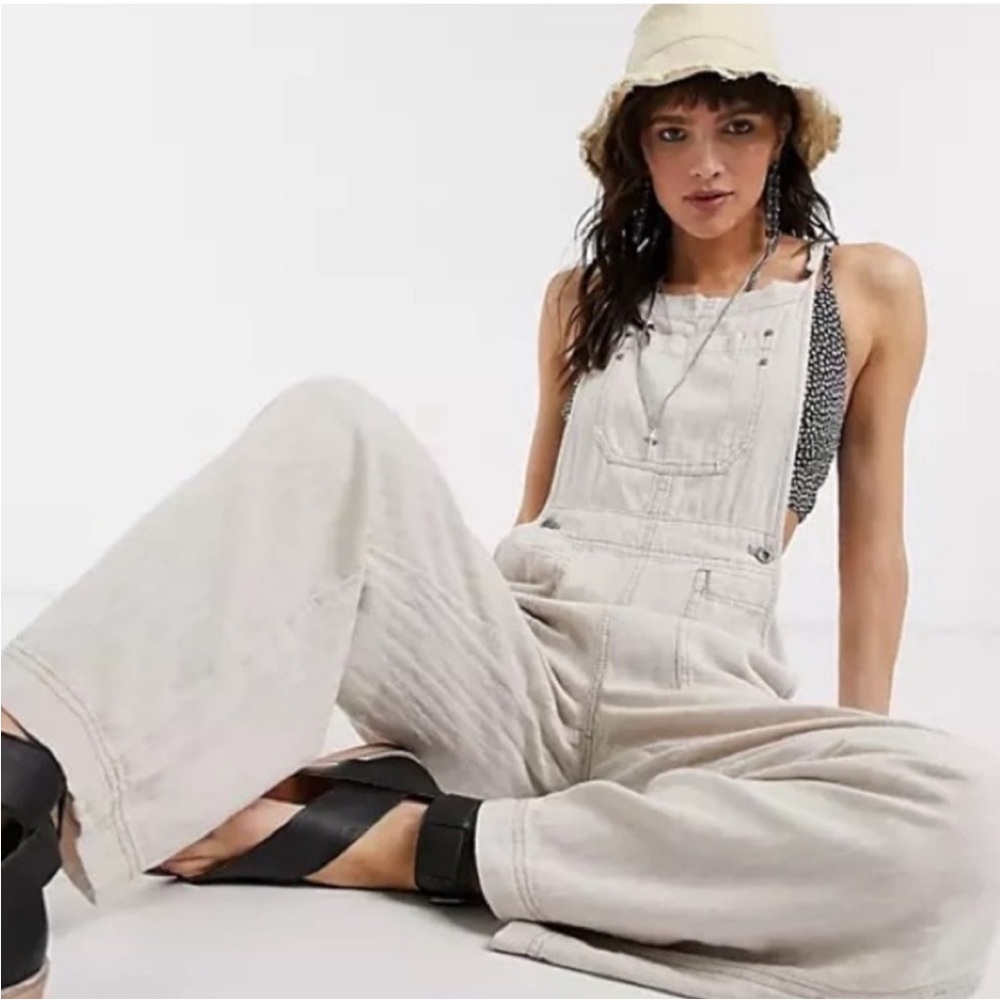 Free People Natural Sights Overalls Linen Cotton Blend Size XS - Picture 11 of 11